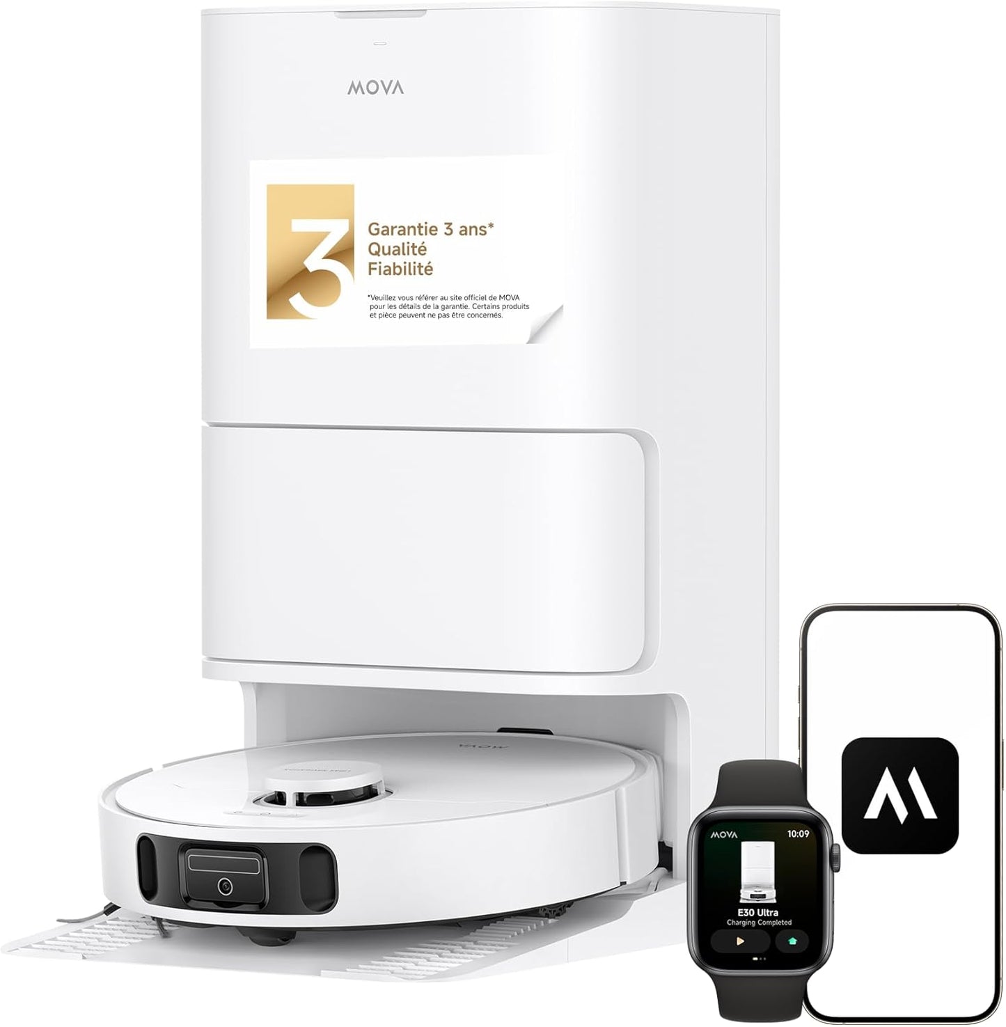 MOVA E30 Ultra robot laveur aspirateur, serpillières levables, 7000Pa, vidage auto