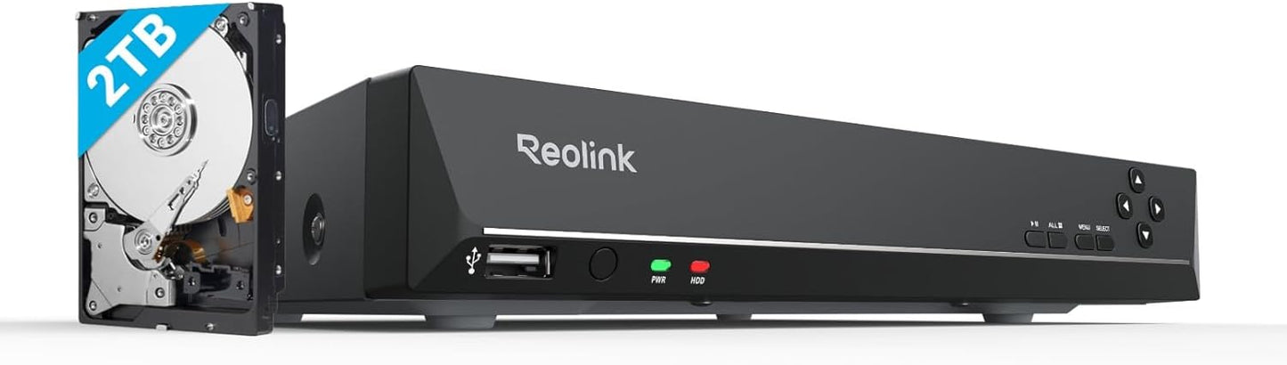 Reolink RLN8-410 NVR 4K 8 canaux + HDD 2TO, compatible 4MP–16MP caméras