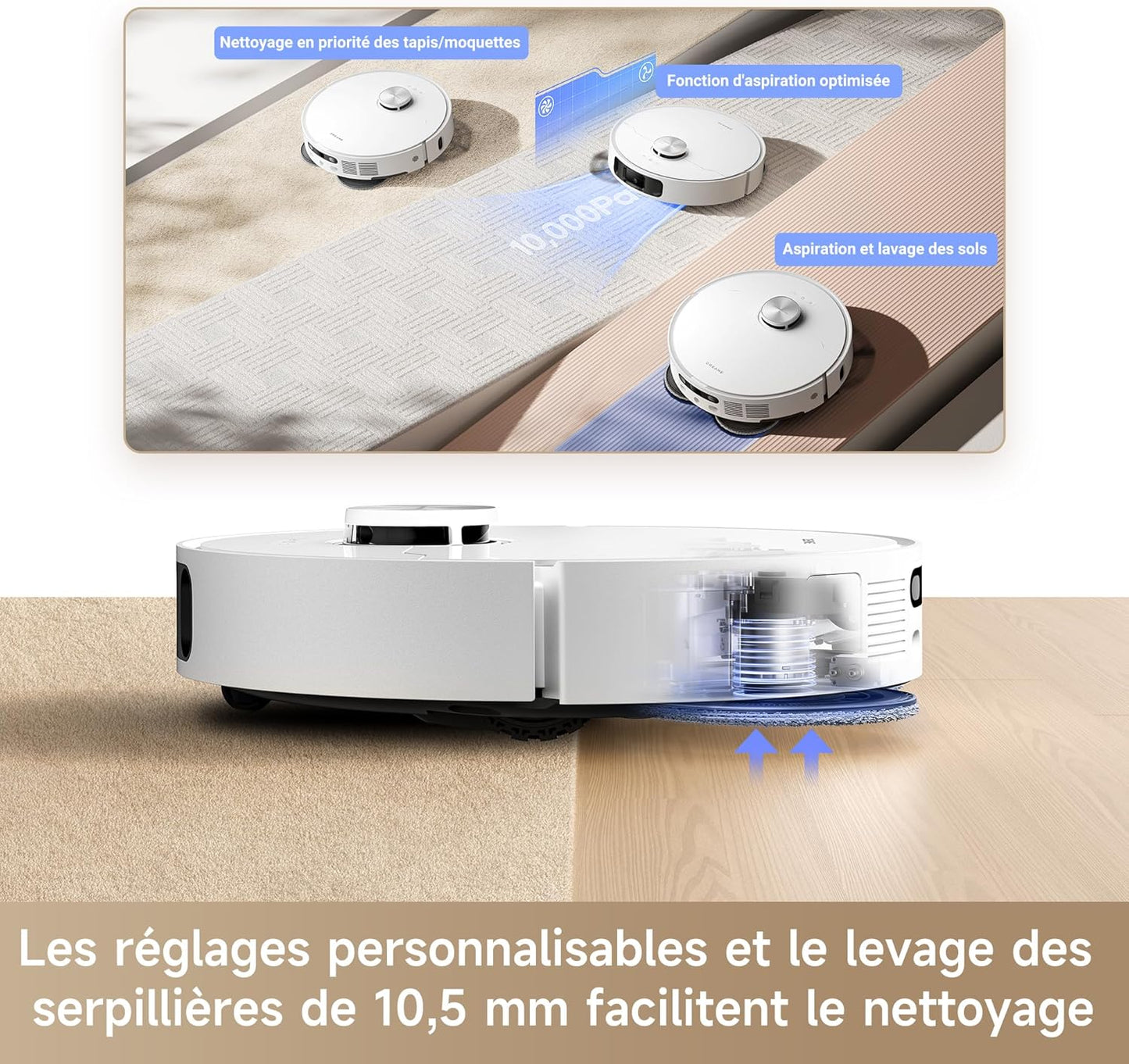 DREAME L10s Ultra Gen2 robot laveur aspirateur, 10000Pa, base auto, MopExtend