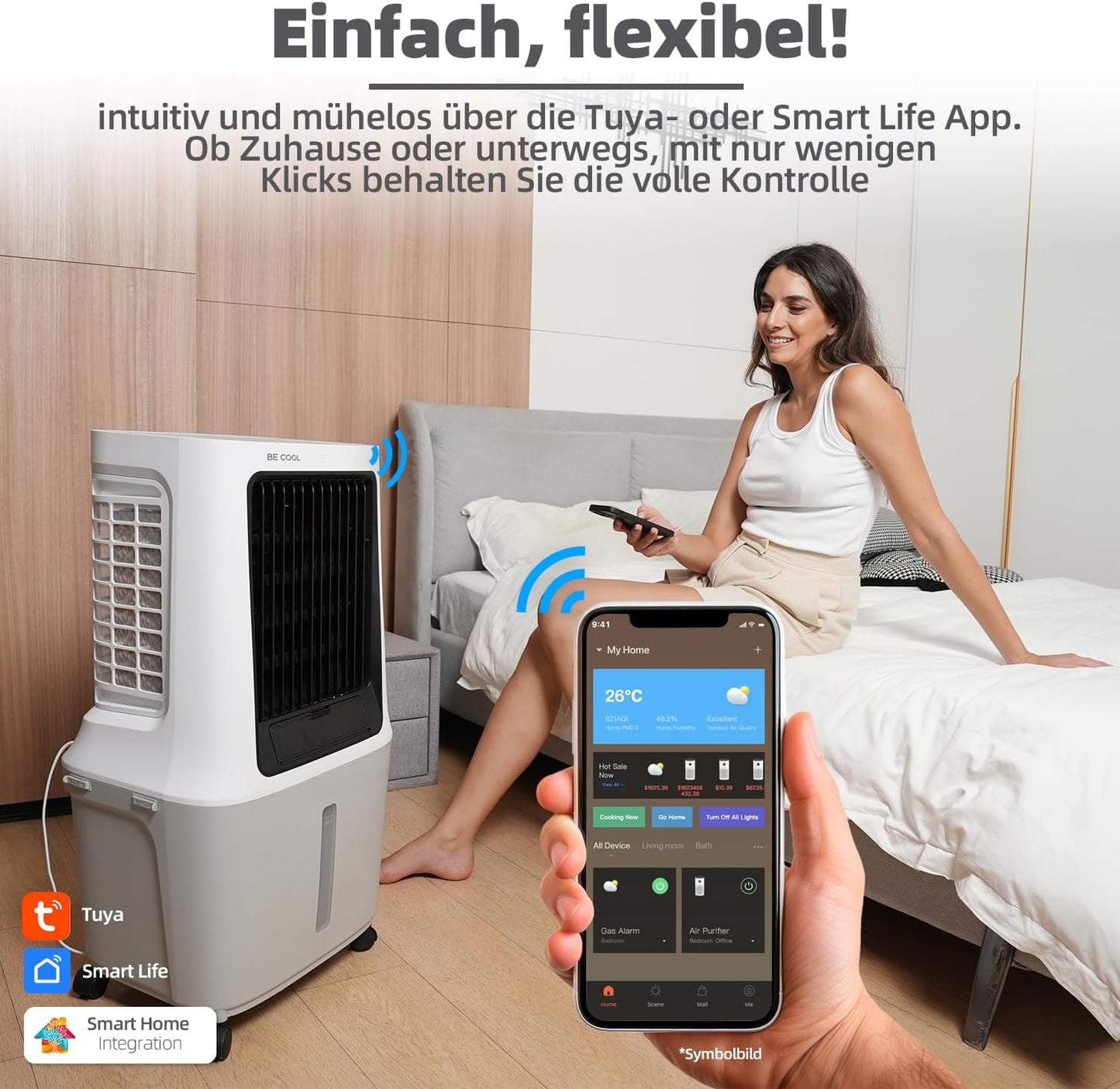 BE COOL BC30ACP2501W refroidisseur d'air 30L, WiFi, 1800m³/h, LED, télécommande