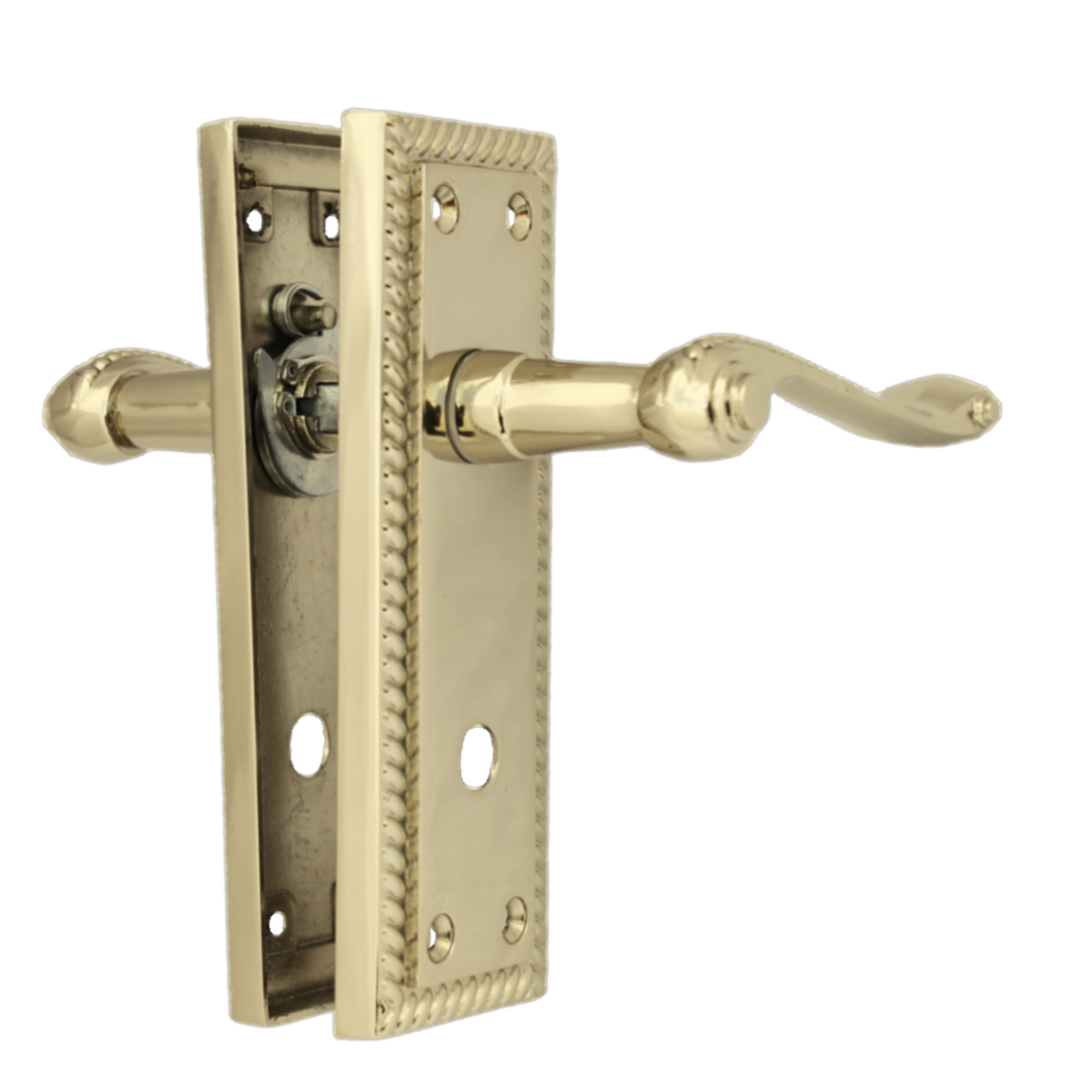 Poignée de porte de salle de bain en laiton géorgien avec serrure
