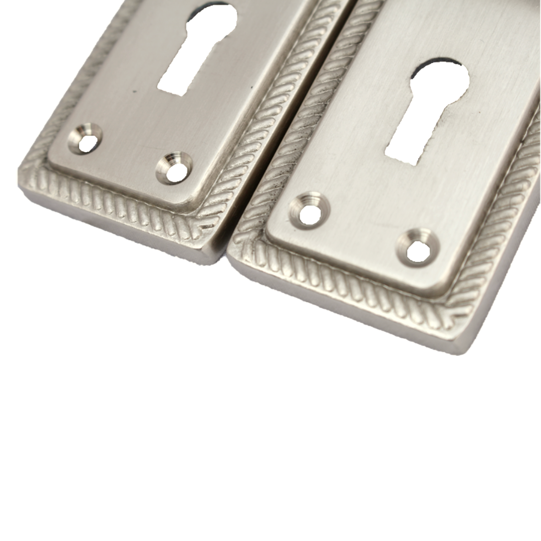 Poignées de porte à levier style géorgien, bord cordé, satiné, 150 mm x 50 mm