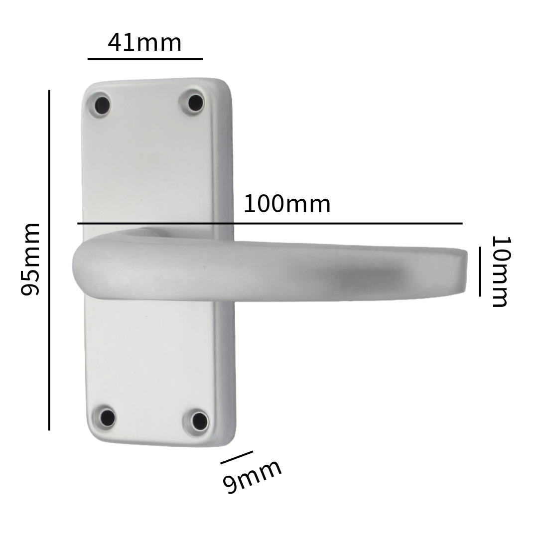 Poignées de porte à levier droites modernes en aluminium, argent satiné
