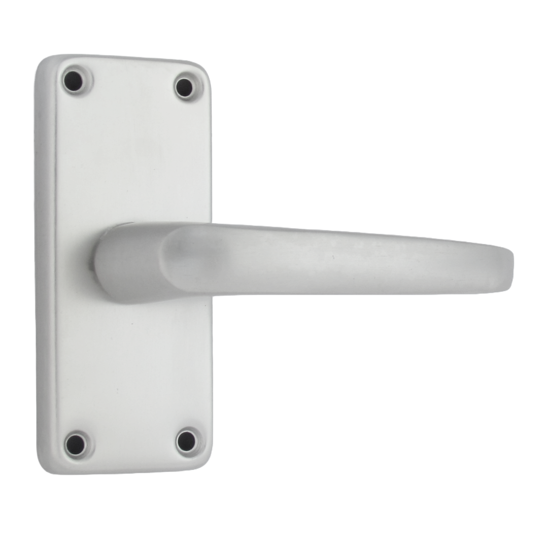 Poignées de porte à levier droites modernes en aluminium, lot de charnières, argent satiné