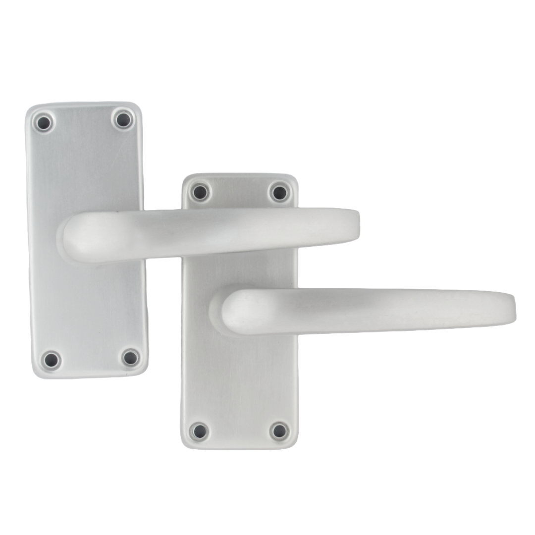 Poignées de porte à levier droites modernes en aluminium, argent satiné