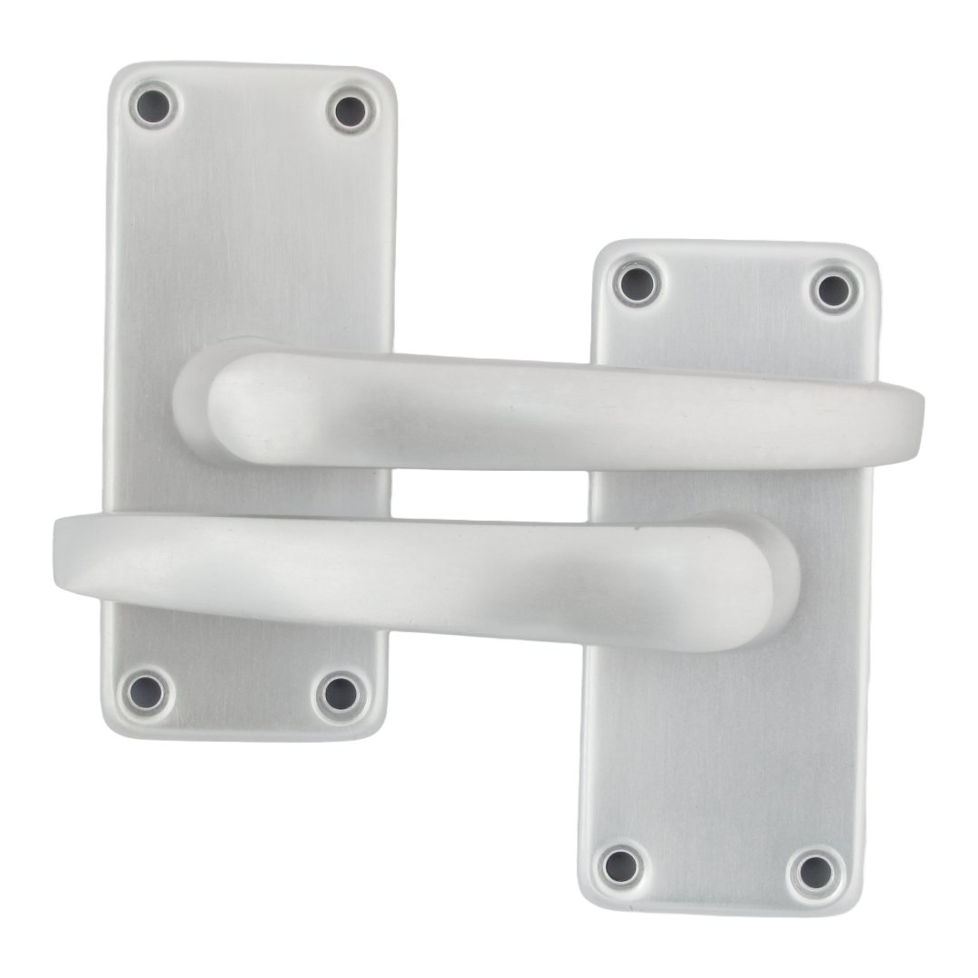 Poignées de porte à levier droites modernes en aluminium, argent satiné