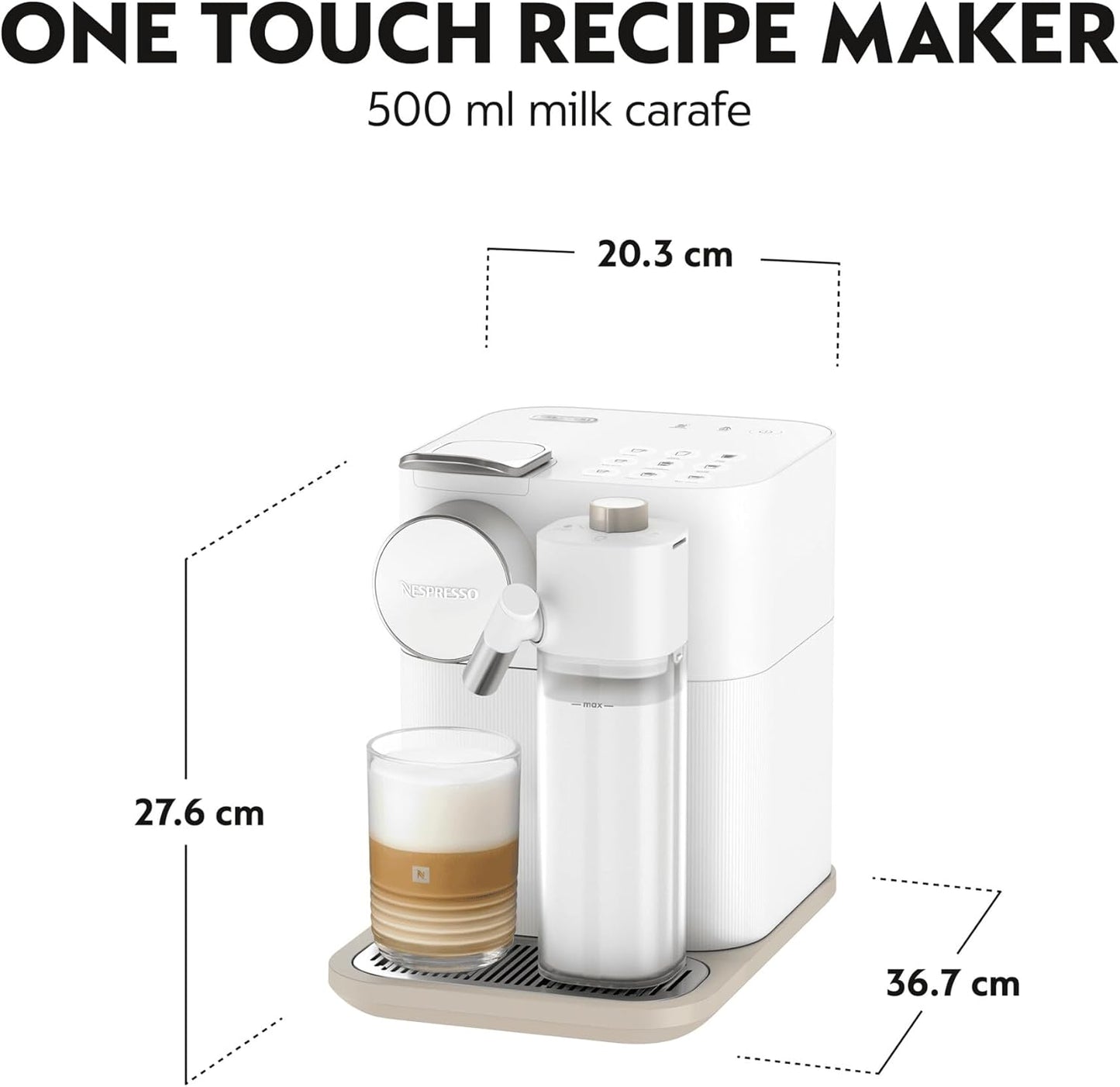 Nespresso EN640W Gran Lattissima, café + lait auto, 1400W, 19 bars, blanc