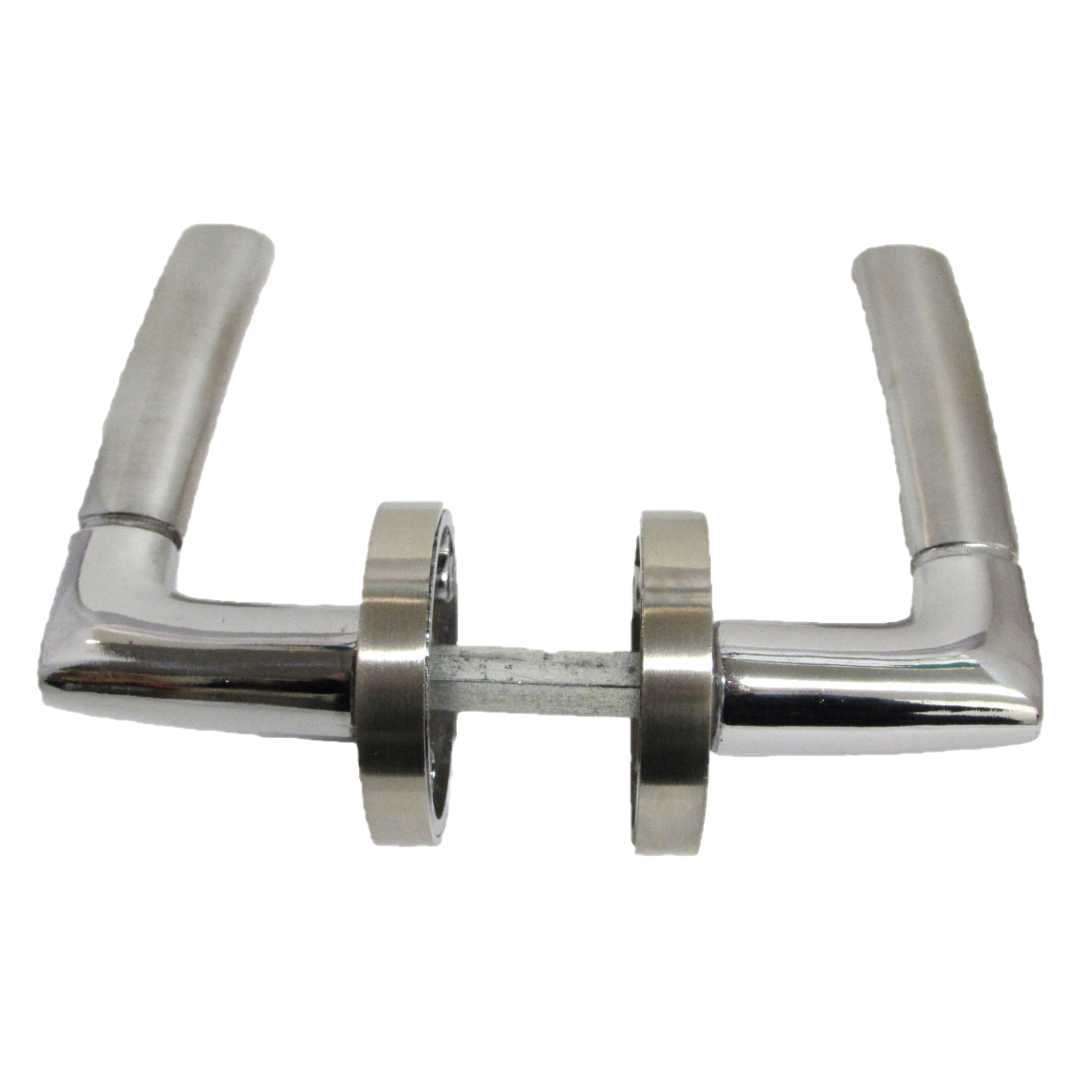 Poignées de porte Indiana à levier sur rosace Duo - Pack de charnières à loquet chromées satinées 125 mm