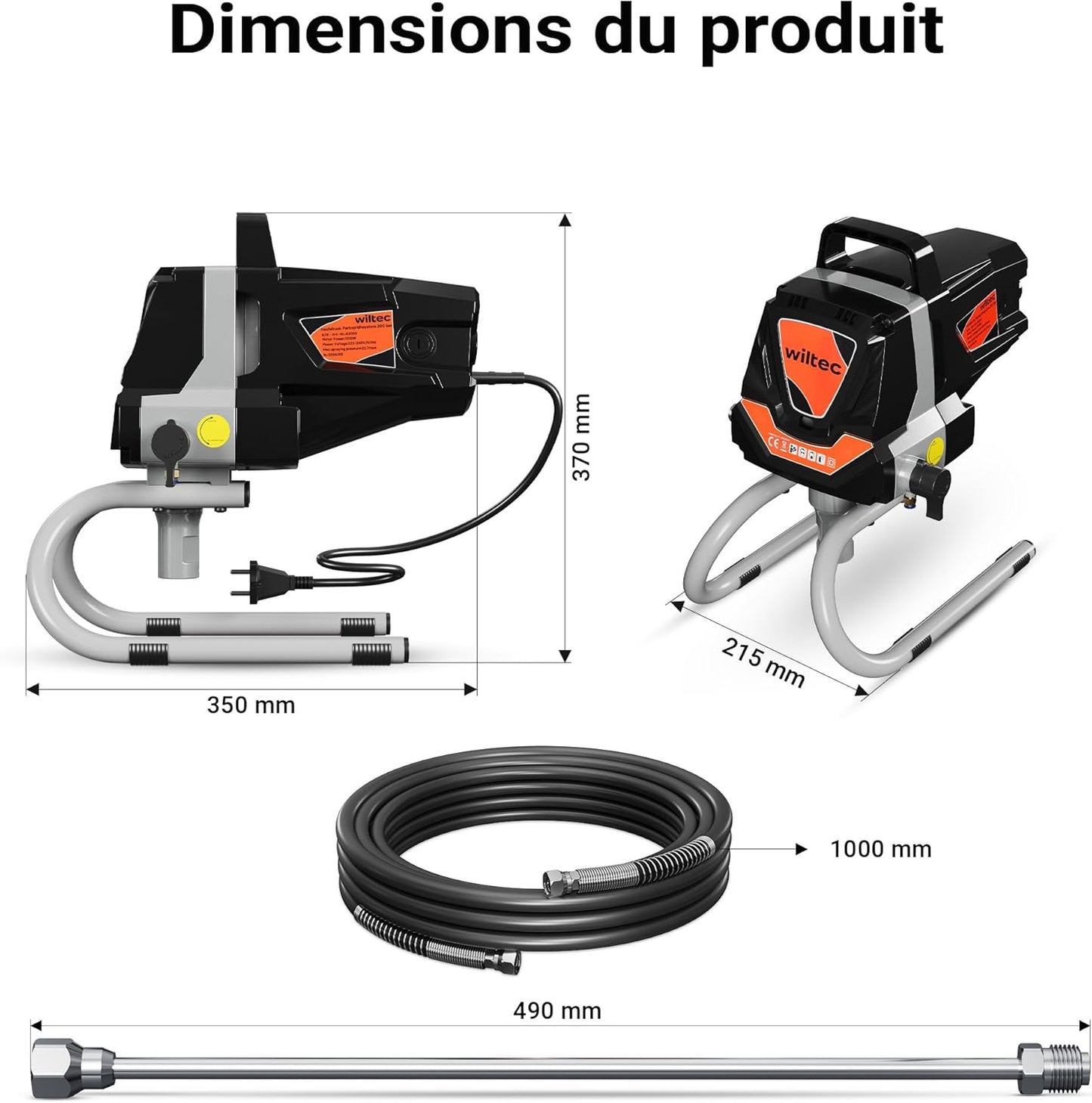 XPOtool pulvérisateur peinture 207 bars, buse + rallonge haute pression