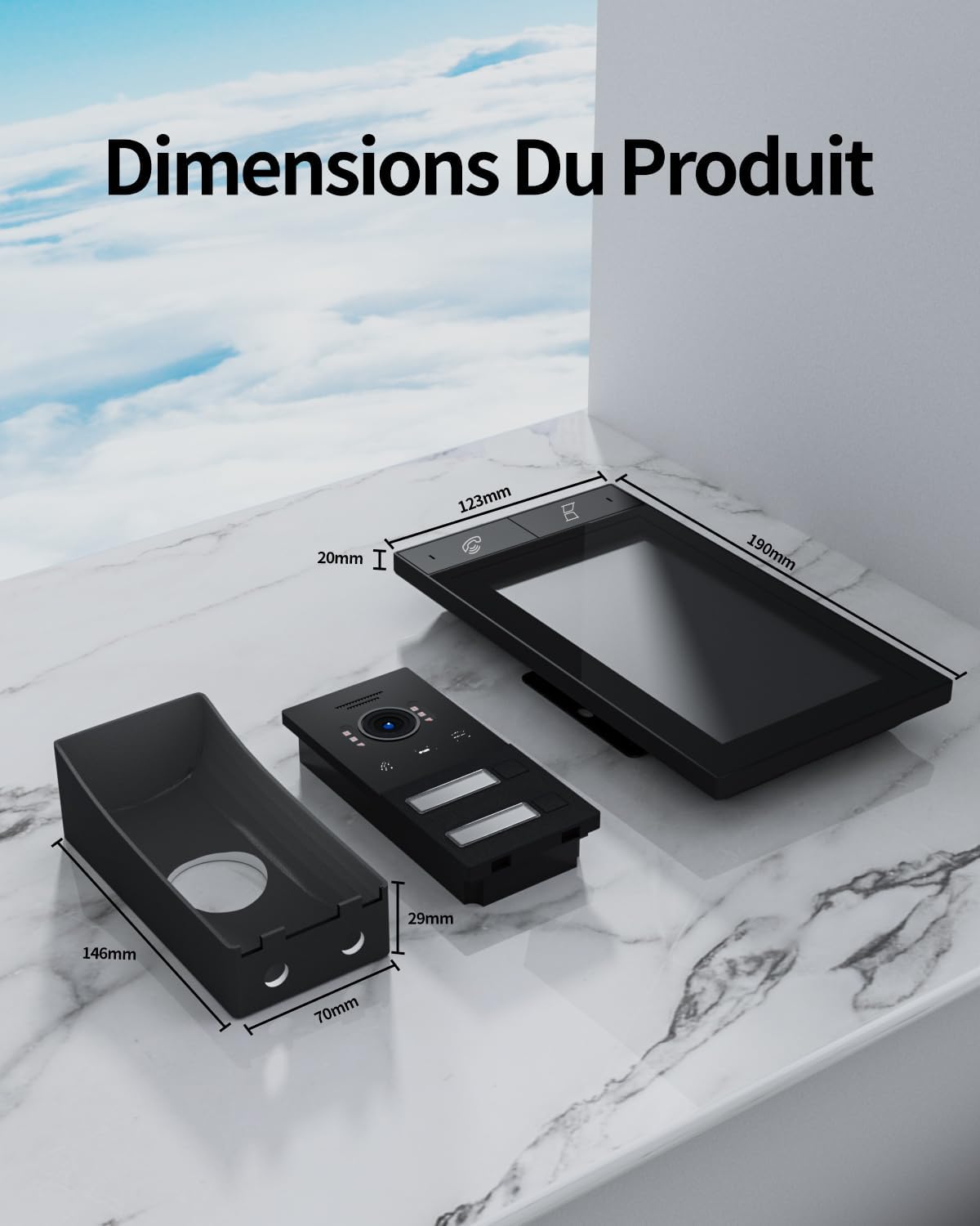 JeaTone visiophone WiFi 1080P, 2 moniteurs 7", détection mouvement, vision nocturne