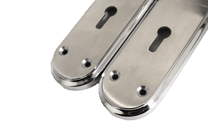 Poignée de porte Marina à levier de verrouillage bicolore - Chrome et satin