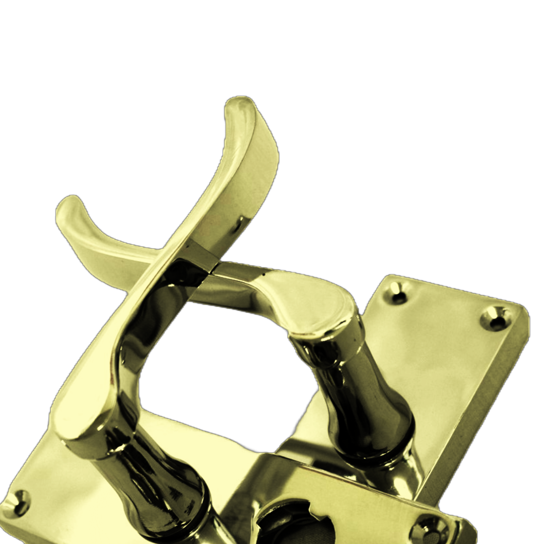 Poignées de porte à volutes pour salle de bain, WC, serrure de confidentialité - Laiton, 118 x 40 mm