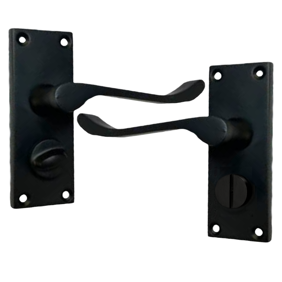 Poignées de porte à levier avec serrure de confidentialité - Noir mat 150 x 40 mm