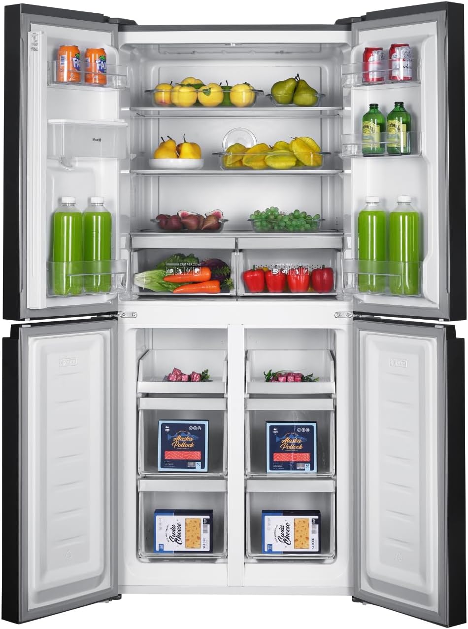 GEDTECH réfrigérateur multi-portes 470L avec distributeur eau, inox