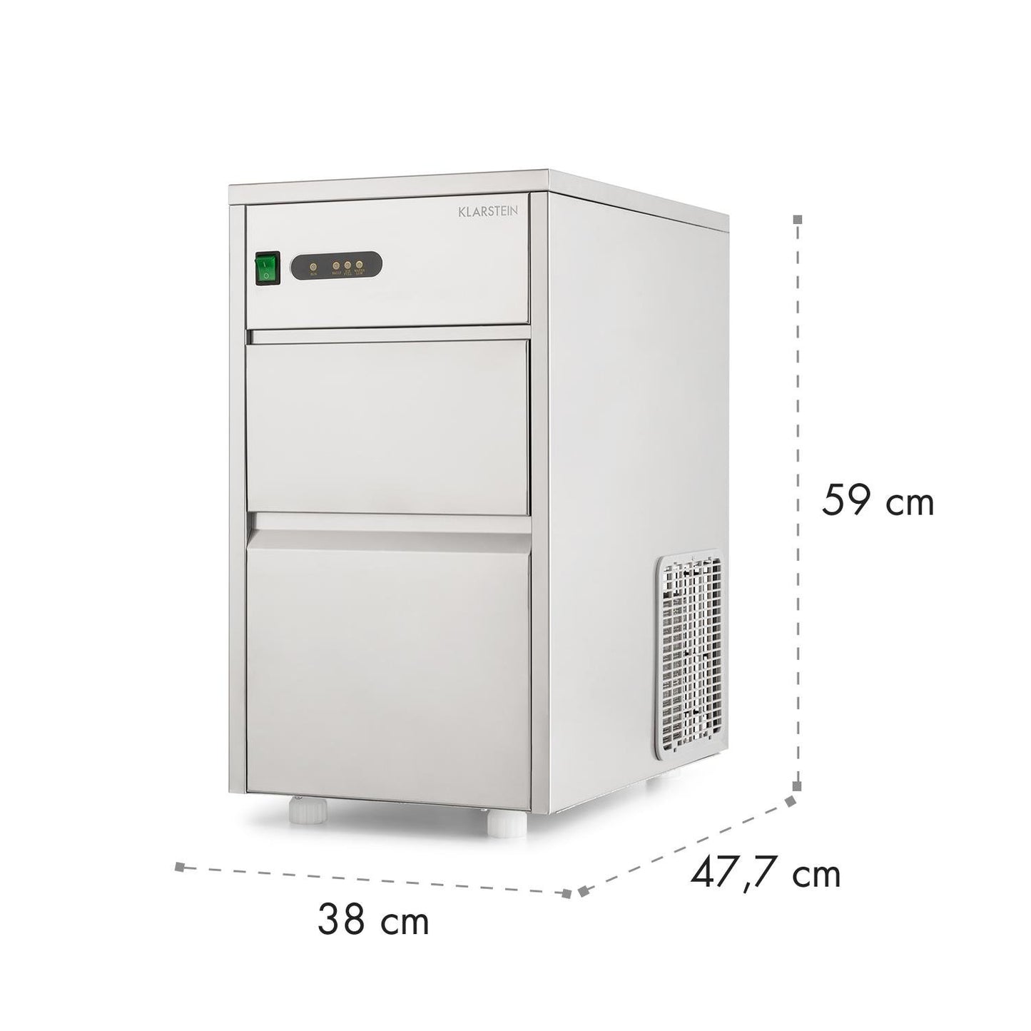 Klarstein Powericer XL machine à glaçons pro, 20kg/24h, 3.5kg réservoir, argent