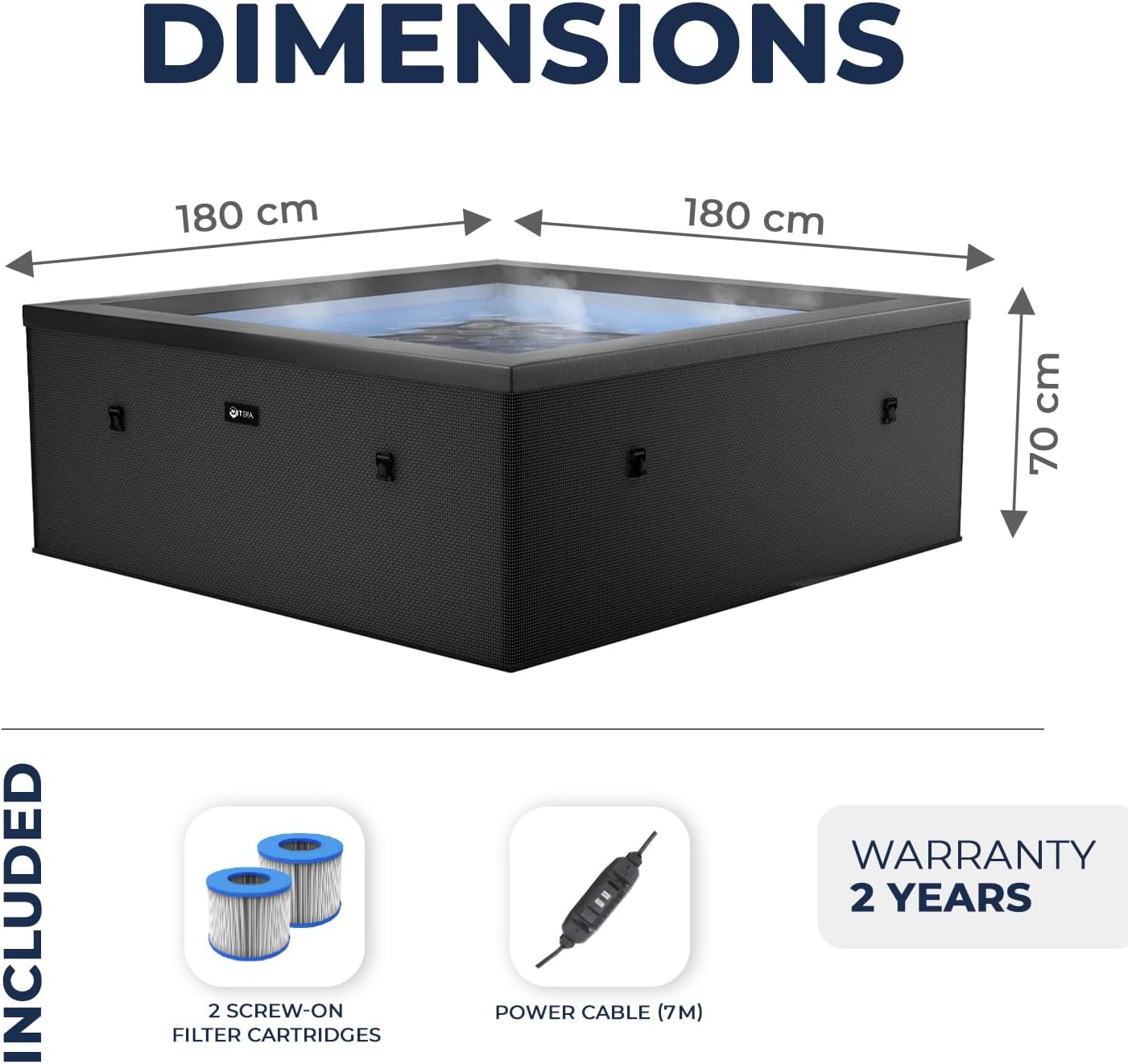 NETSPA Spa Celestia carré semi-rigide 6 places, mousse, 1100L, Ø180xH70cm