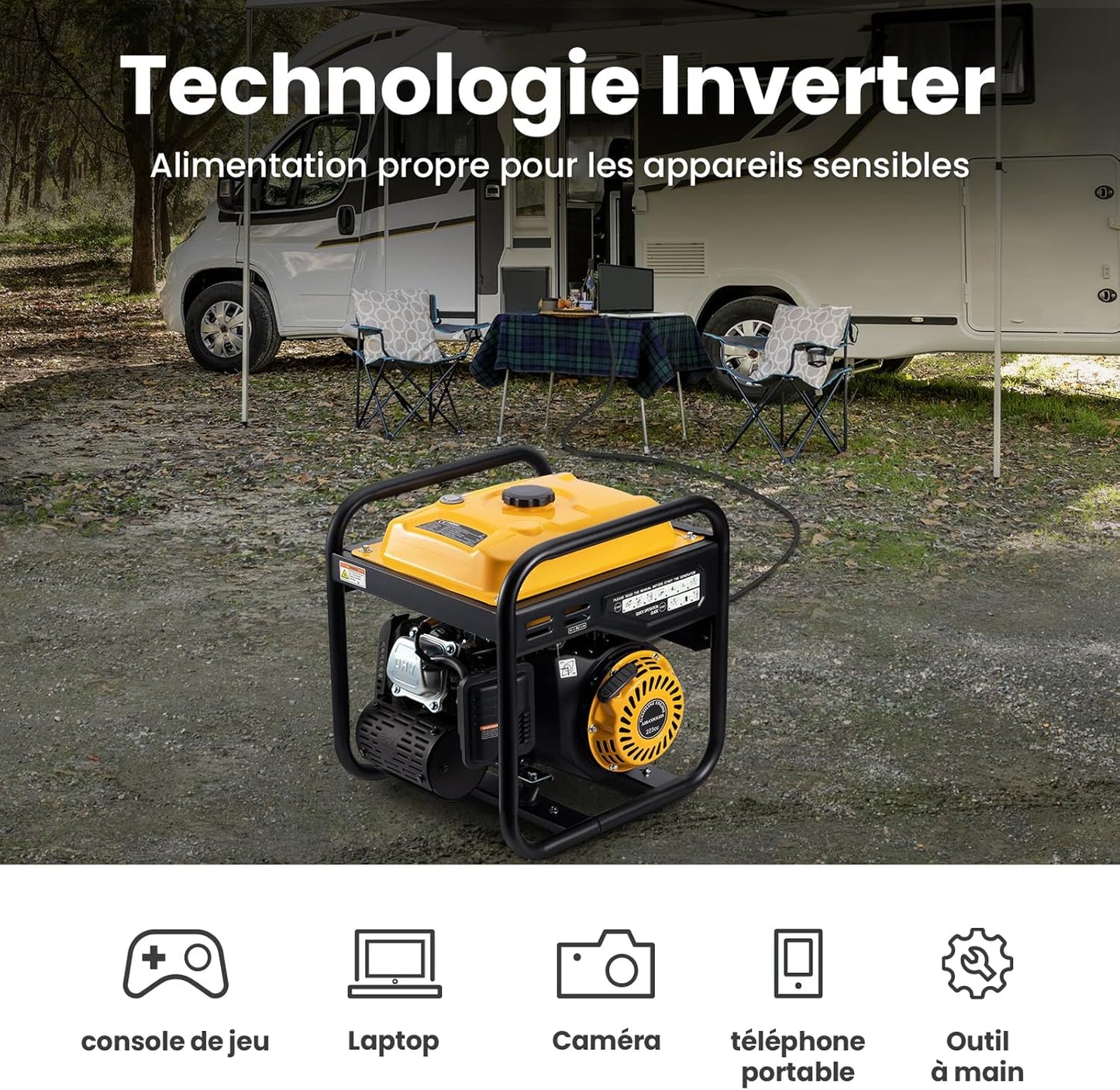 maXpeedingrods groupe électrogène 3500W essence, 230V + USB, léger