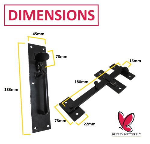 Loquet de porte de jardin Suffolk noir avec serrure à pouce pour abri de jardin