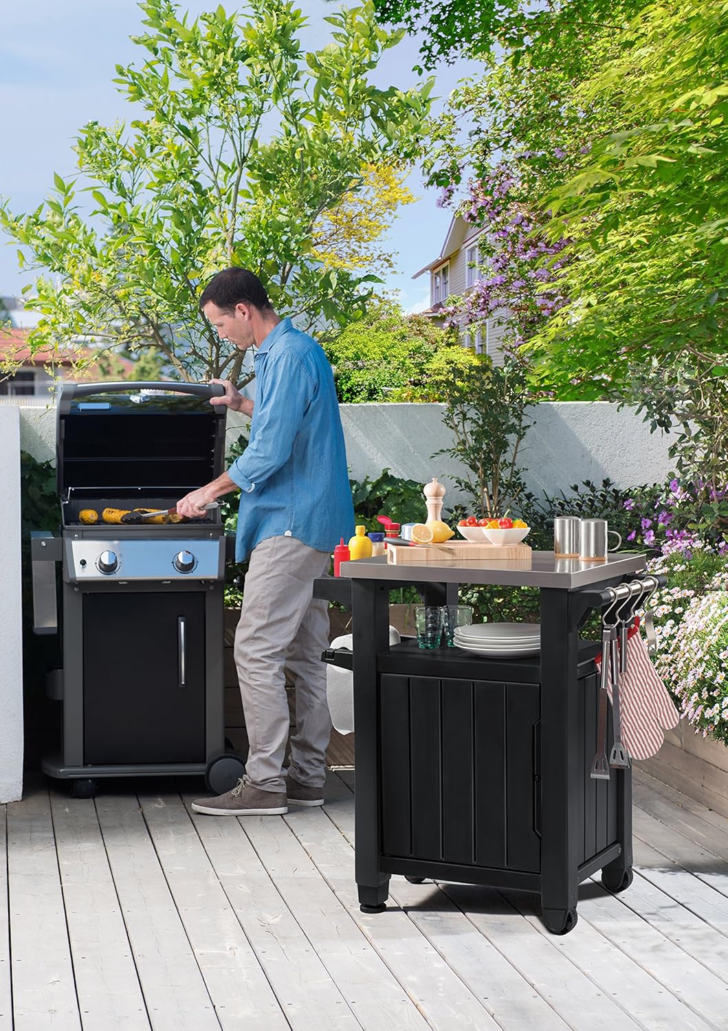 KETER desserte barbecue Unity XL 207L + Mini Unity gris 105L