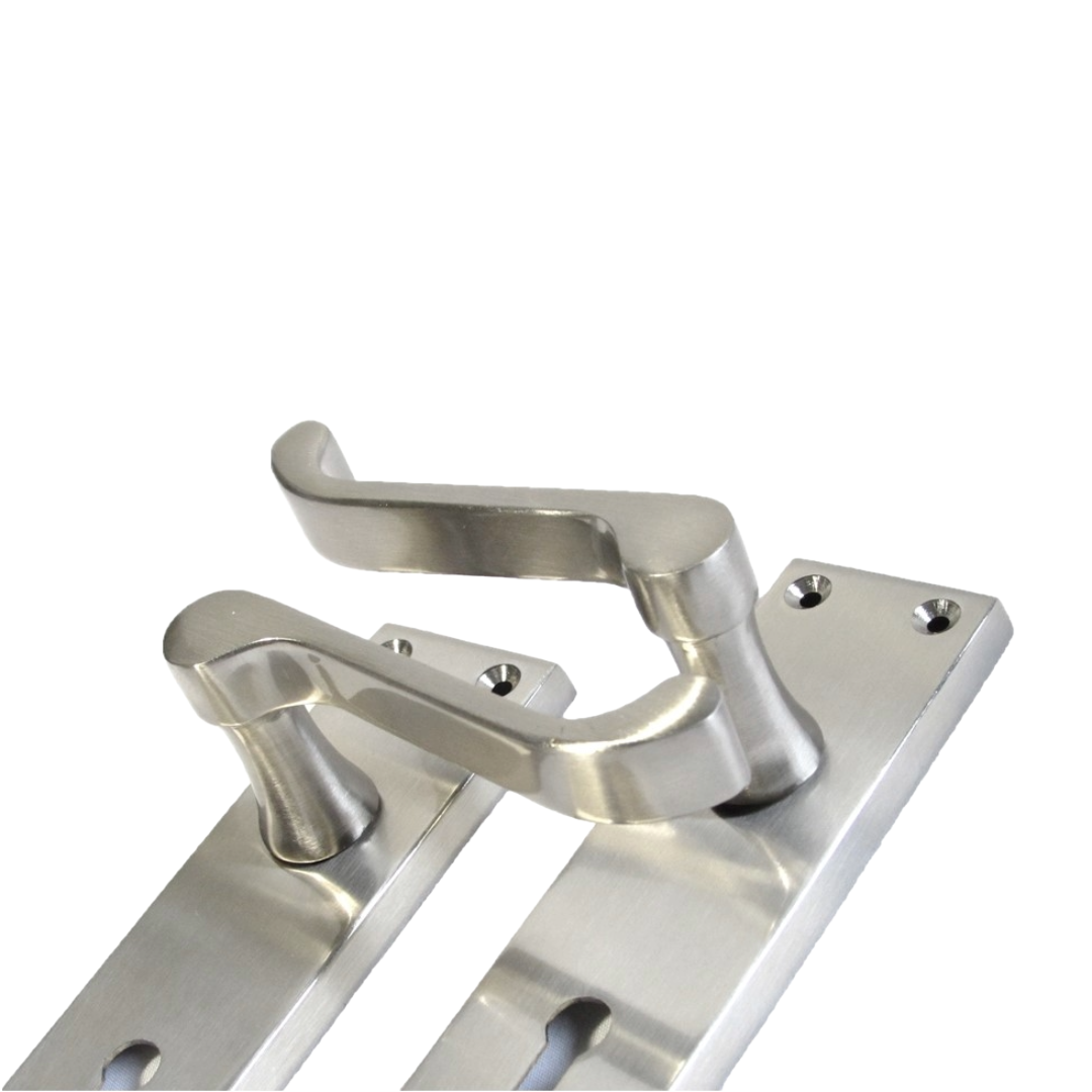 Poignées de porte victoriennes à levier et serrure à volutes - Pack satiné 150 x 40 mm