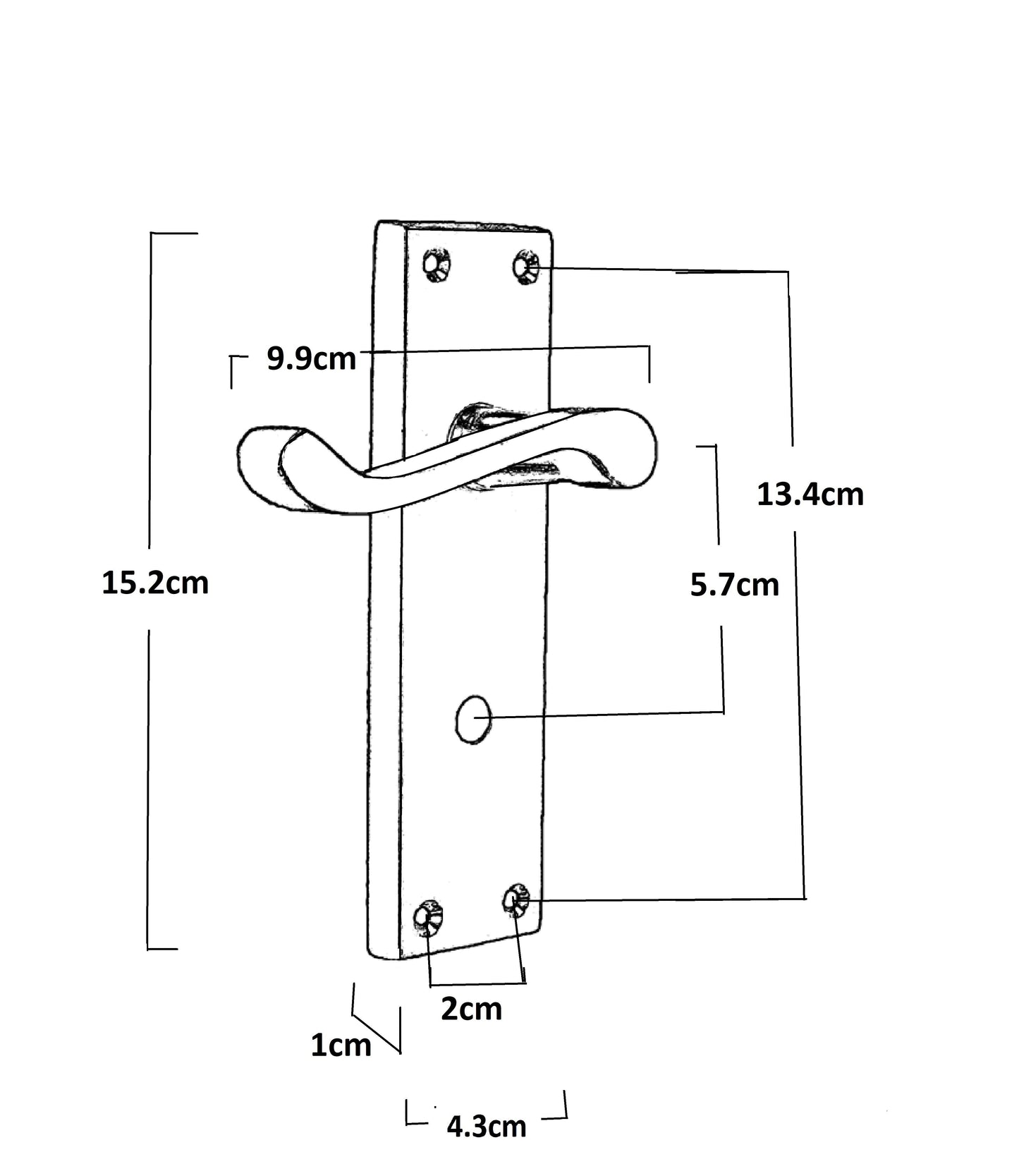 Poignées de porte de style victorien avec levier à volutes et serrure de salle de bain - Satin 150 x 40 mm