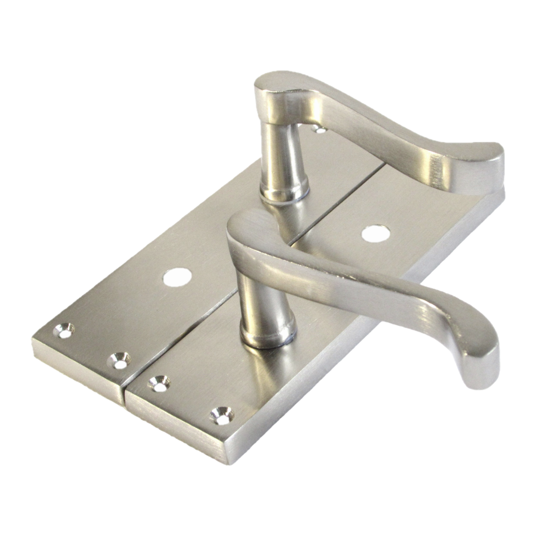 Poignées de porte victoriennes à levier et serrure de salle de bain - Pack satiné 150 x 40 mm
