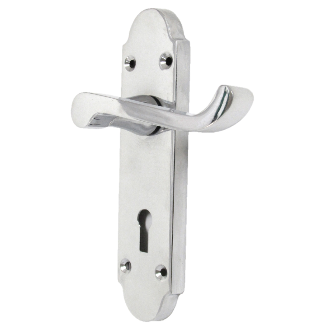 Poignée de porte Epsom à clé et levier de défilement - Chrome poli