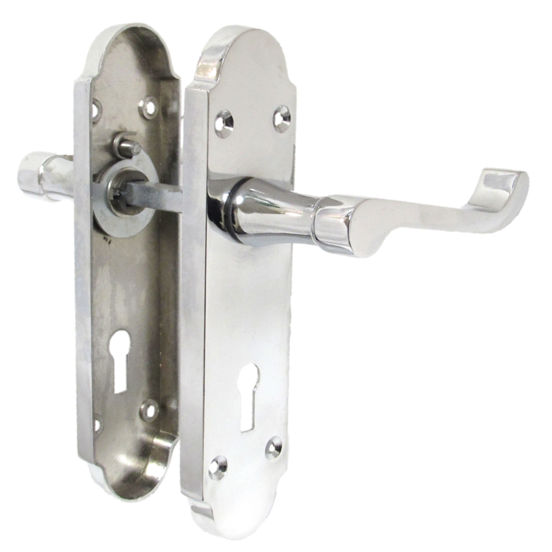 Poignée de porte Epsom à clé et levier de défilement - Chrome poli