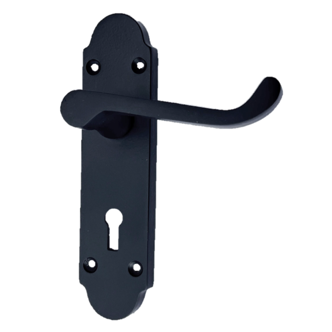 Poignée de porte Epsom à clé et levier de défilement - Pack Chrome noir mat