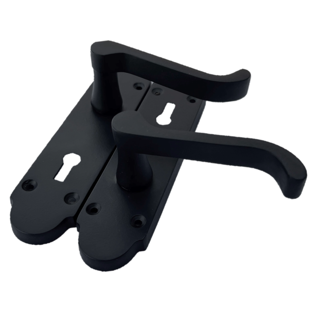 Poignée de porte Epsom à clé et levier de défilement - Pack Chrome noir mat