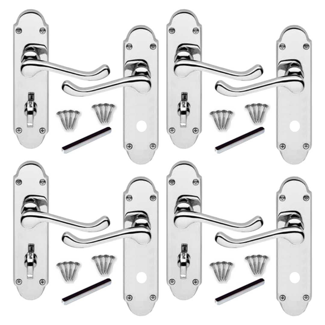 Poignée de porte Epsom en chrome poli, serrure de salle de bain, style victorien, 1/4/6 paires