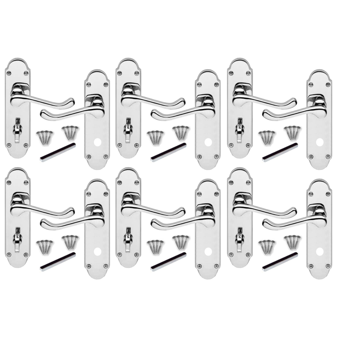 Poignée de porte Epsom en chrome poli, serrure de salle de bain, style victorien, 1/4/6 paires