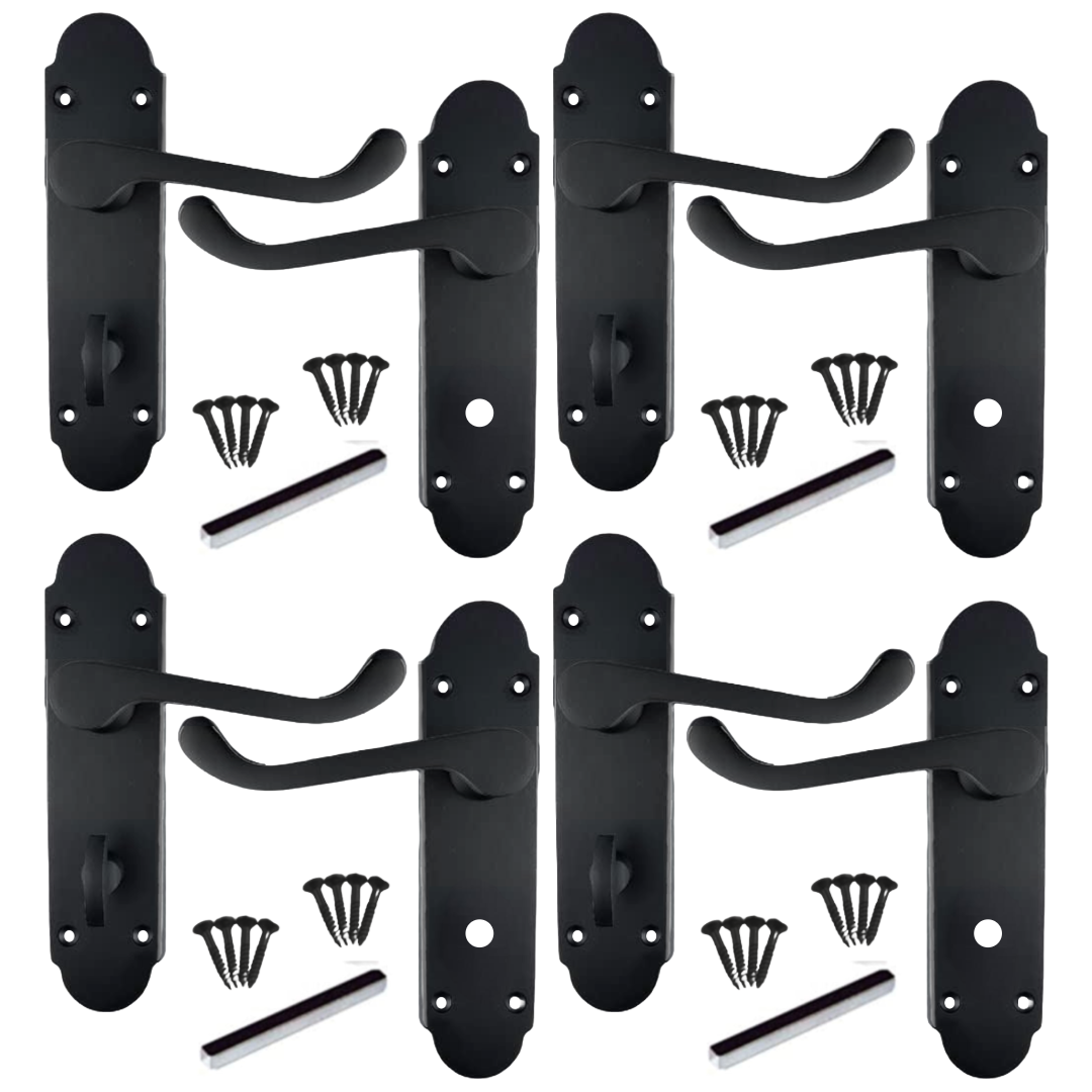 Poignée de porte Epsom noire mate pour salle de bain, lot de 1, 4 ou 6 paires