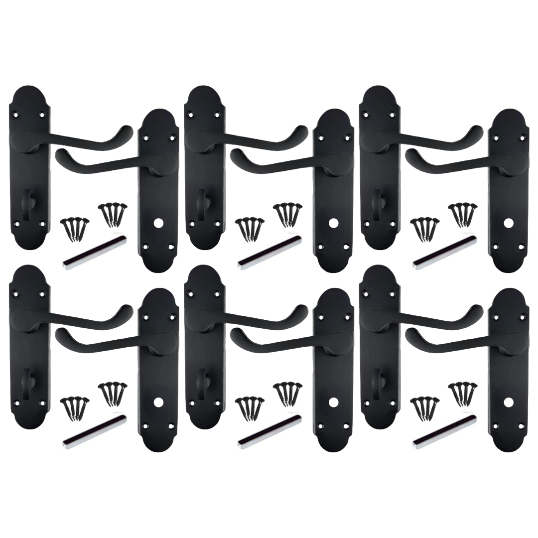 Poignée de porte Epsom noire mate pour salle de bain, lot de 1, 4 ou 6 paires