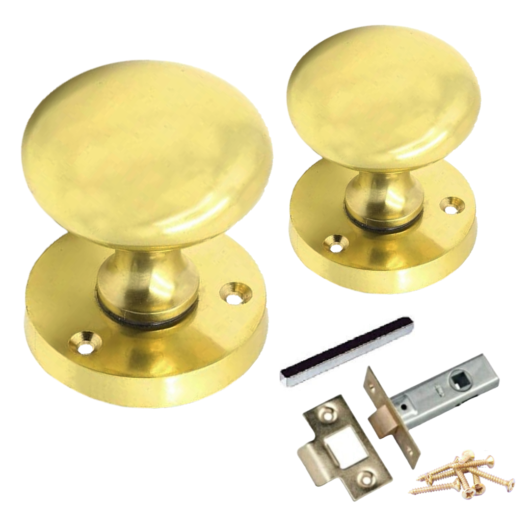 Boutons de porte ronds victoriens à mortaise à ressort - Loquet en laiton 56 mm