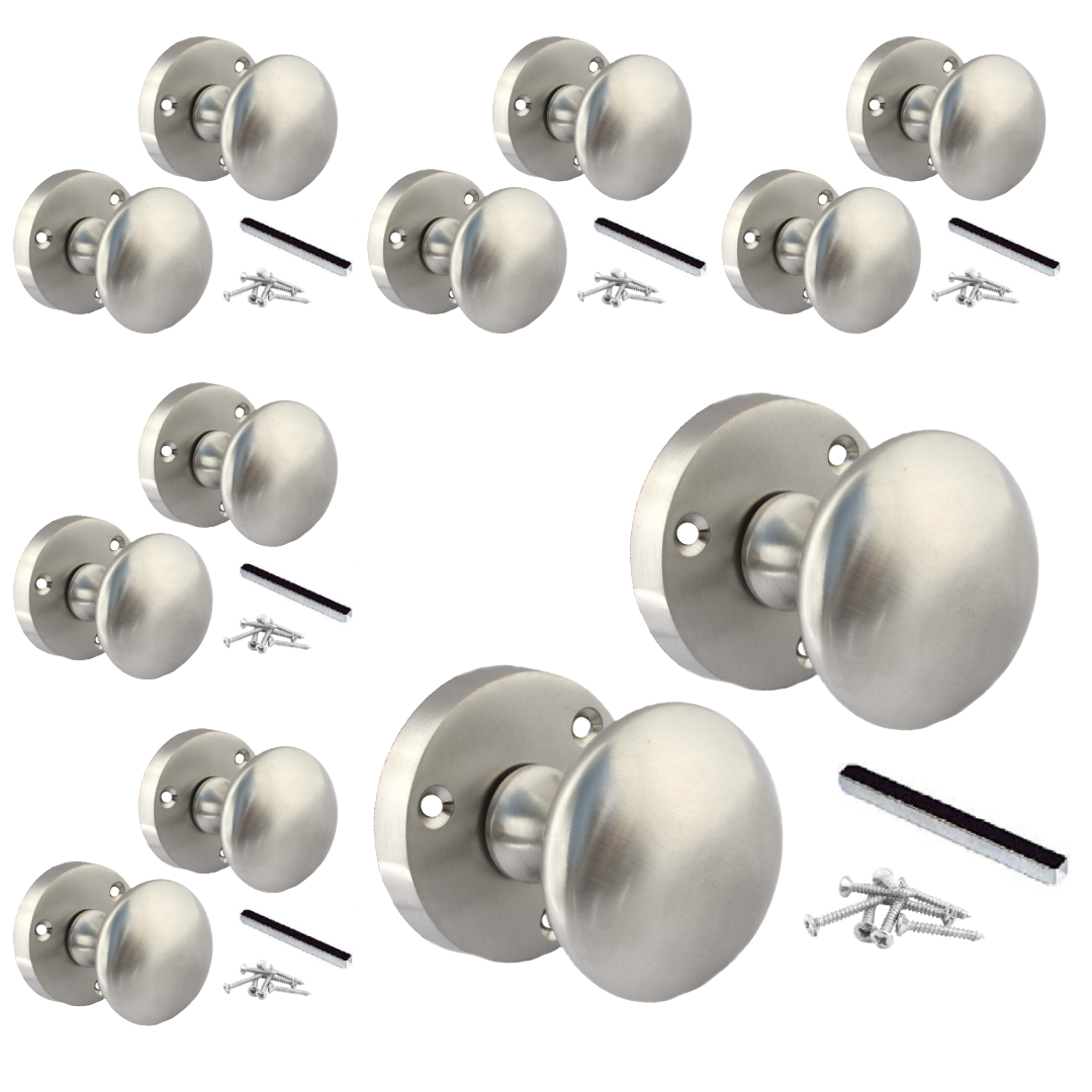 Lot de 1/4/6 paires de boutons de porte à ressort style victorien, satinés