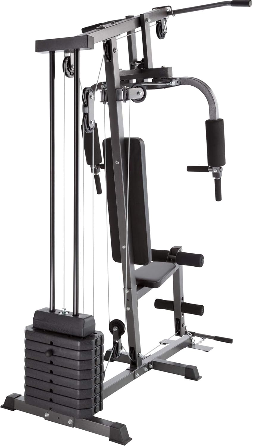 Tectake station musculation complète, cage traction, papillon, jambes, maison