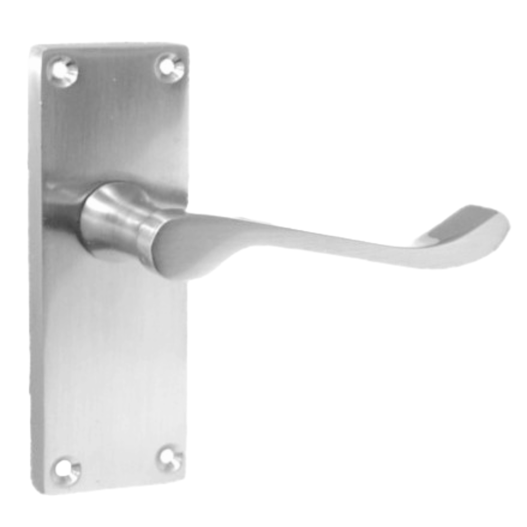 Poignées de porte à levier à défilement et loquet interne - Pack Chrome satiné 118 x 40 mm