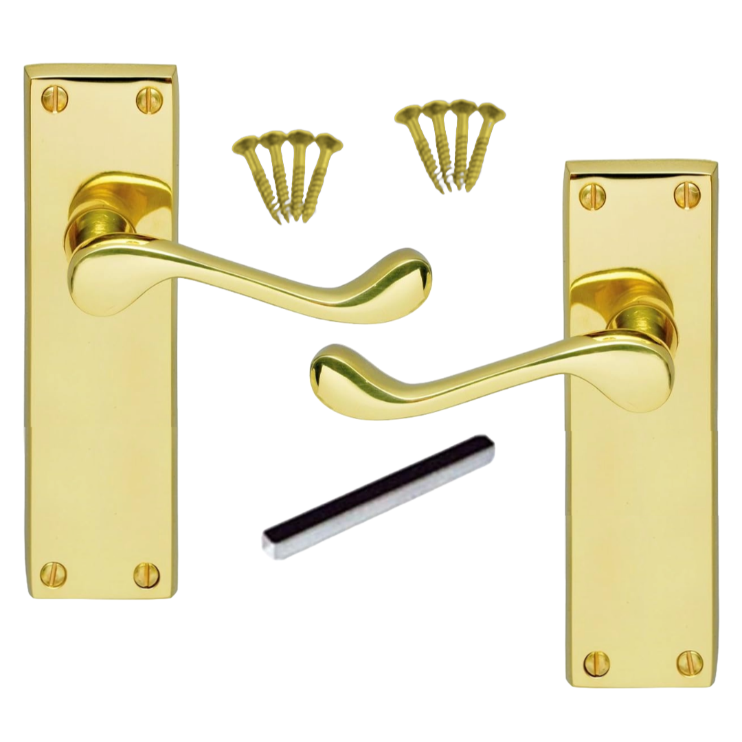 Poignée de porte multipack style victorien moderne, loquet de 150 mm, laiton, 1/4/6 paires