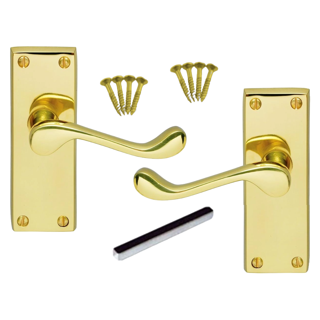 Poignée de porte multi-pack style victorien moderne, loquet à volutes - Laiton, 1/4/6 paires