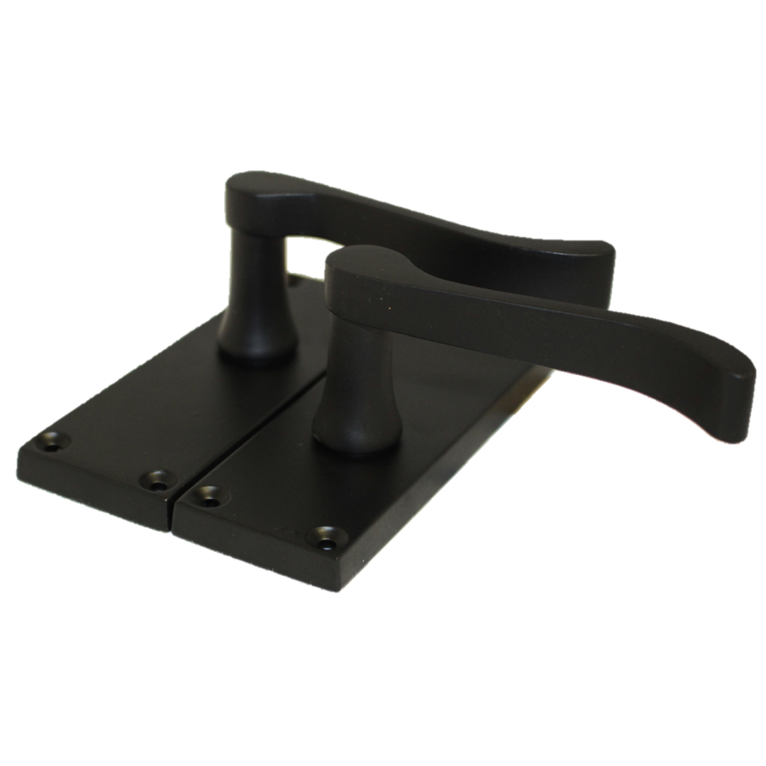 Poignées de porte à levier à défilement et loquet interne - Noir mat 118 x 40 mm