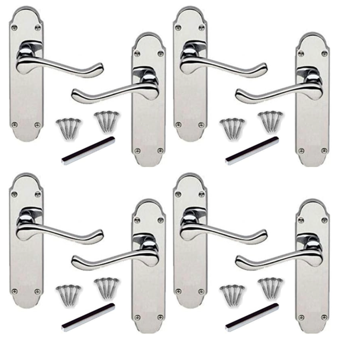 Poignées de porte multipack Epsom Chrome à levier à volutes victoriennes 1/4/6 paires