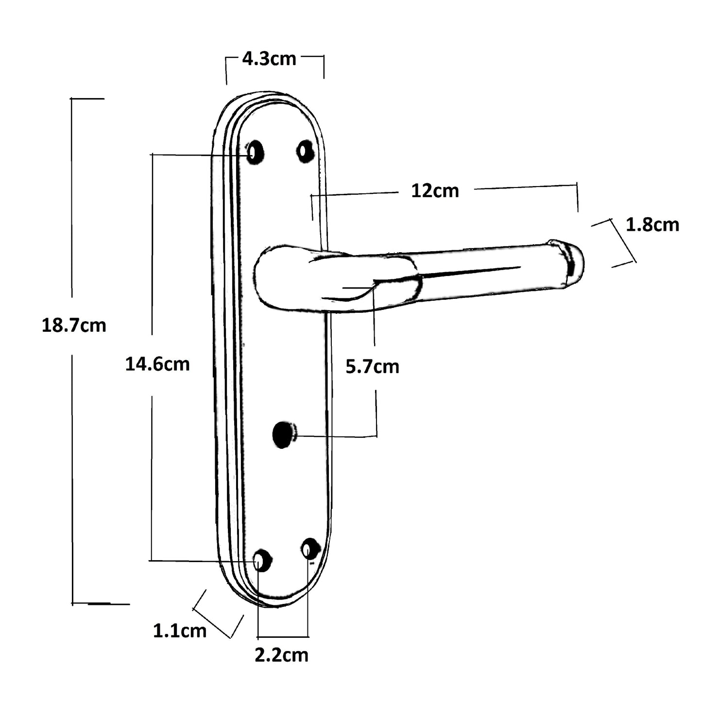 Poignée de porte de salle de bain Marina à deux tons - Chrome et satiné
