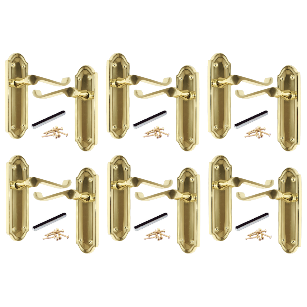 Poignées de porte Ashford en laiton, lot de 1, 4 ou 6 paires