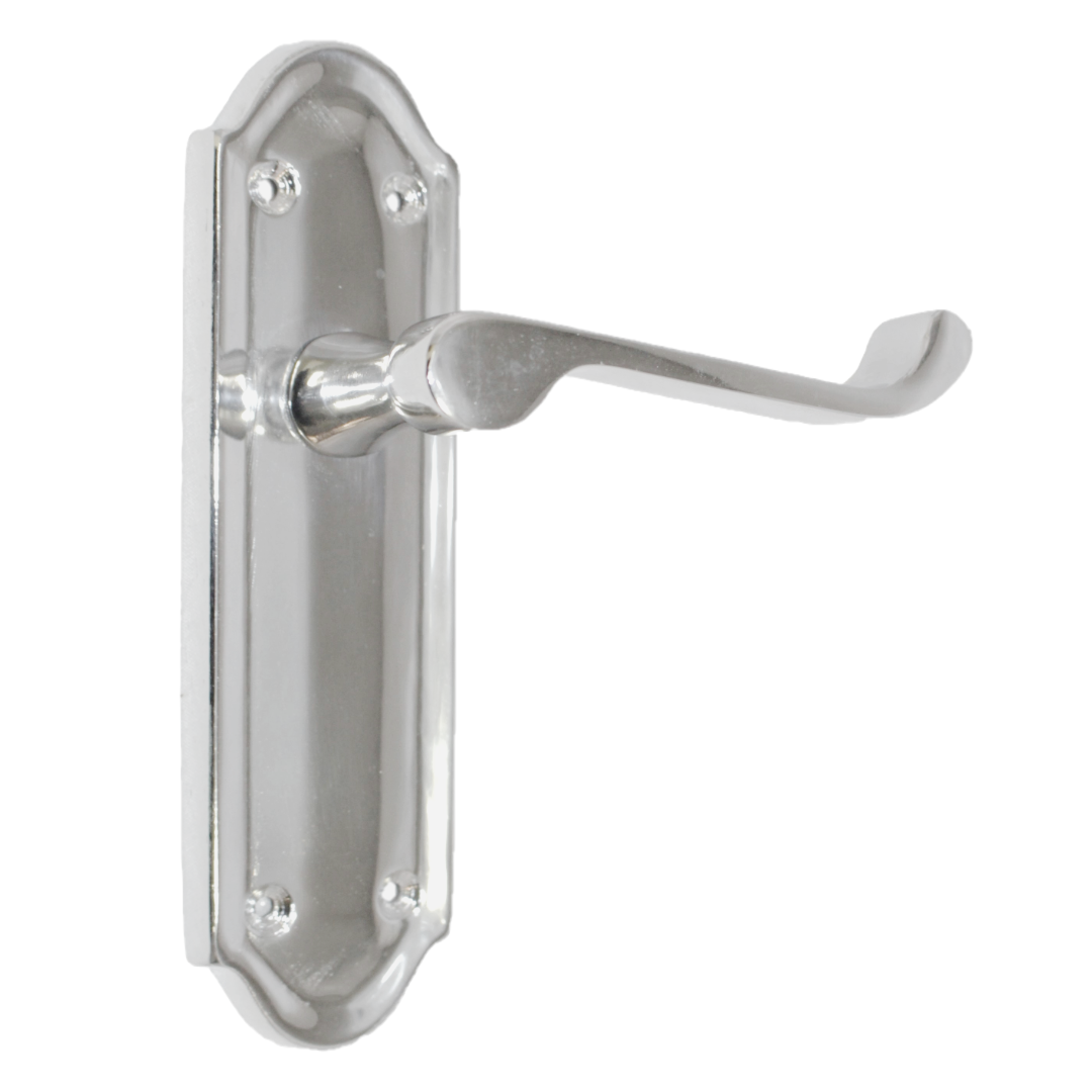 Loquet de poignée de porte Ashford à levier à défilement - Pack de loquets chromés