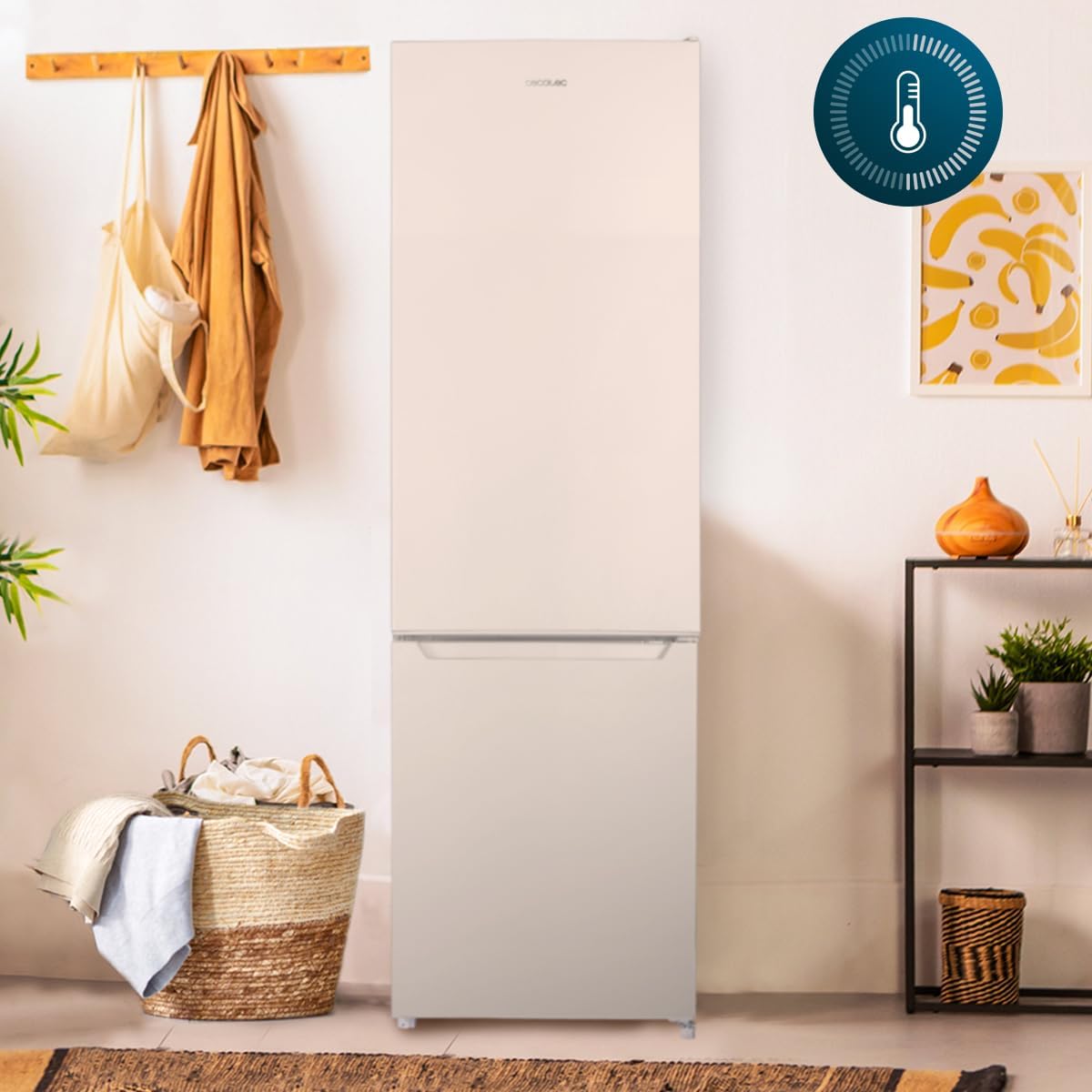 Cecotec réfrigérateur CoolMarket Combi 262L blanc, classe E, LED, verre, contrôle