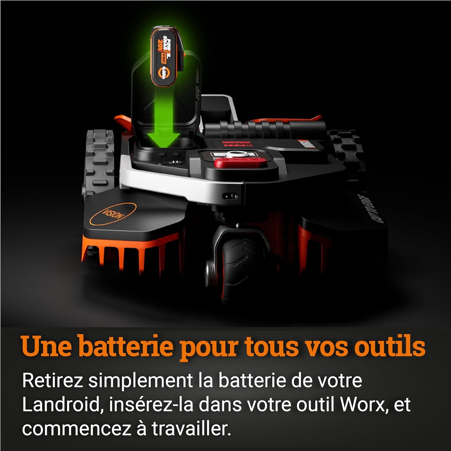 WORX Landroid Vision WR205E robot tondeuse 500m², IA, bordure, caméra