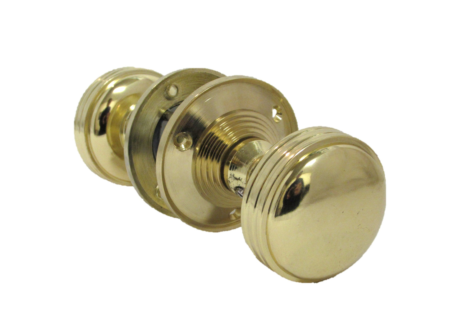 Boutons de porte cannelés à mortaise robustes - Laiton poli 64 mm