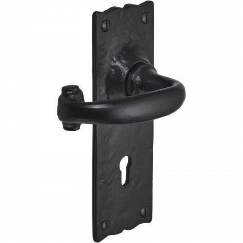 Poignées de porte en fer noir 158 x 55 mm, style cottage antique, style européen, pour salle de bain