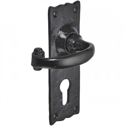 Poignées de porte en fer noir 158 x 55 mm, style cottage antique, style européen, pour salle de bain